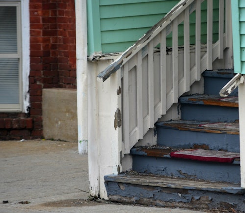 Stairs with chipped paint