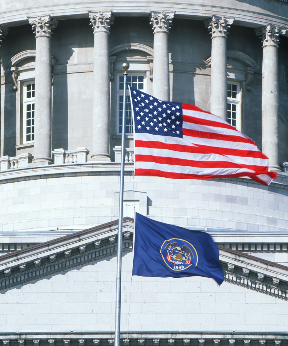 flags in front of courthouse