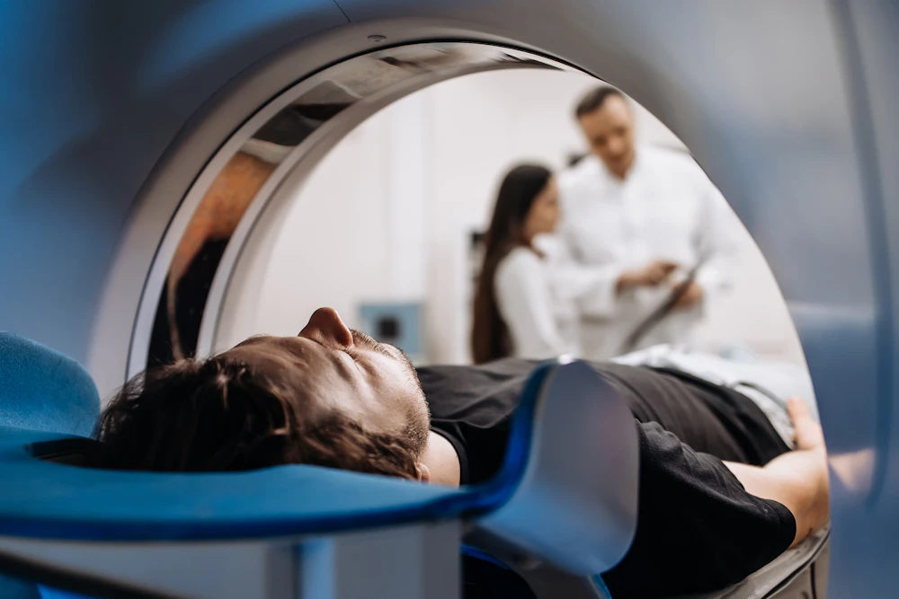 man undergoing mri