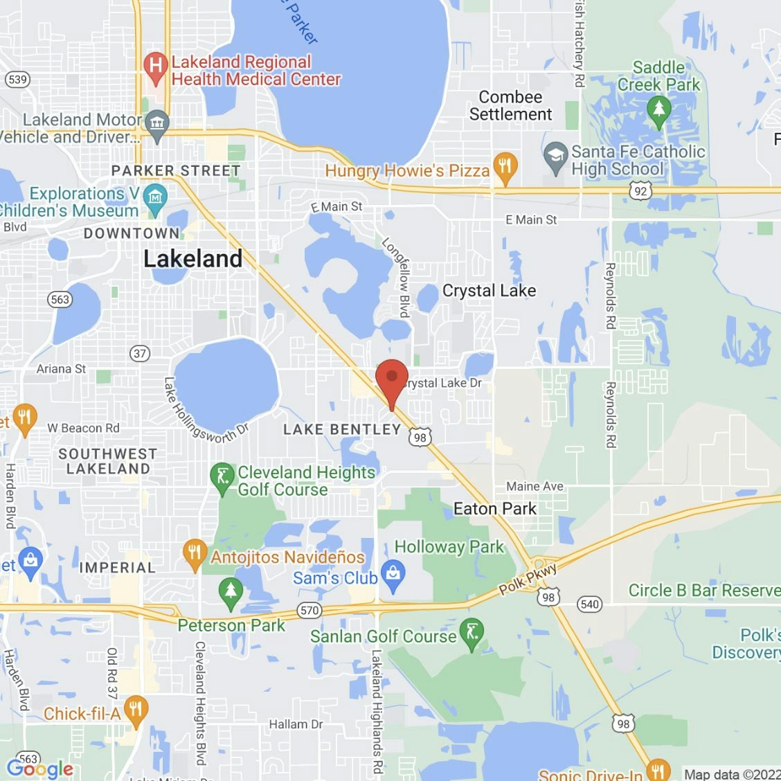 Lakeland location on a map