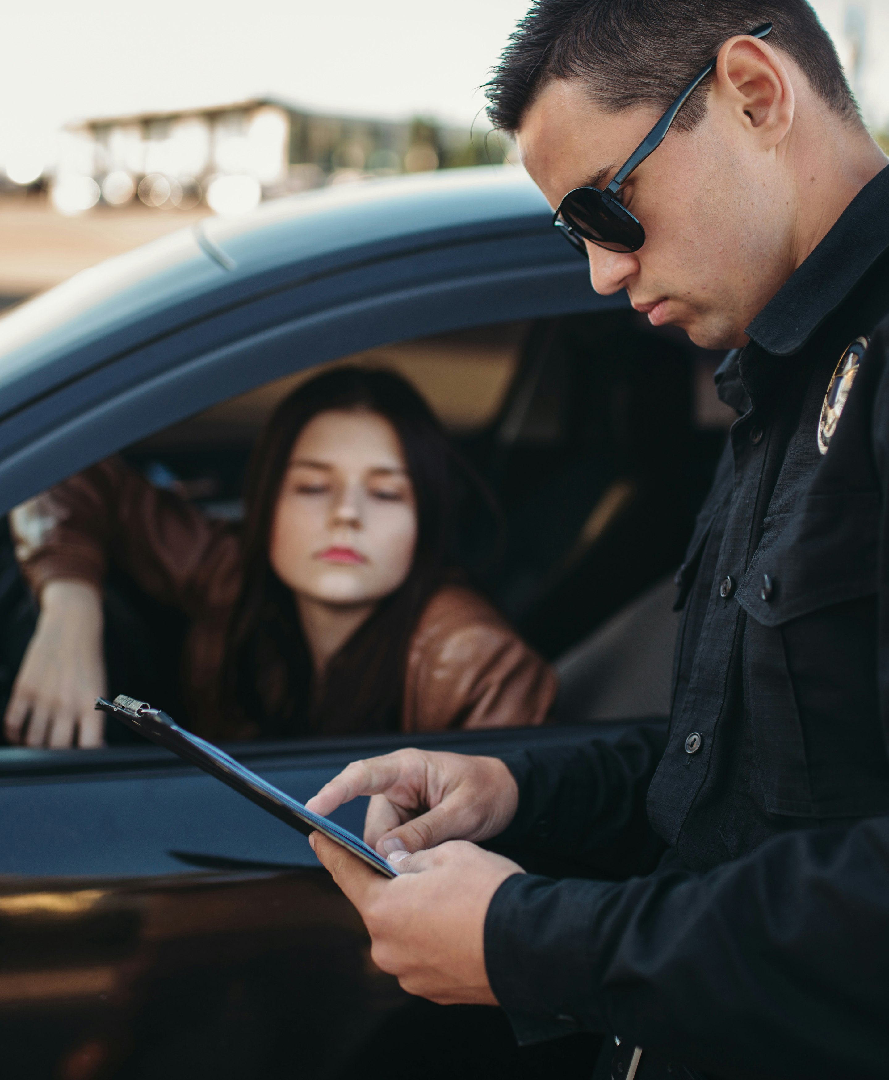 Police officer making a traffic stop