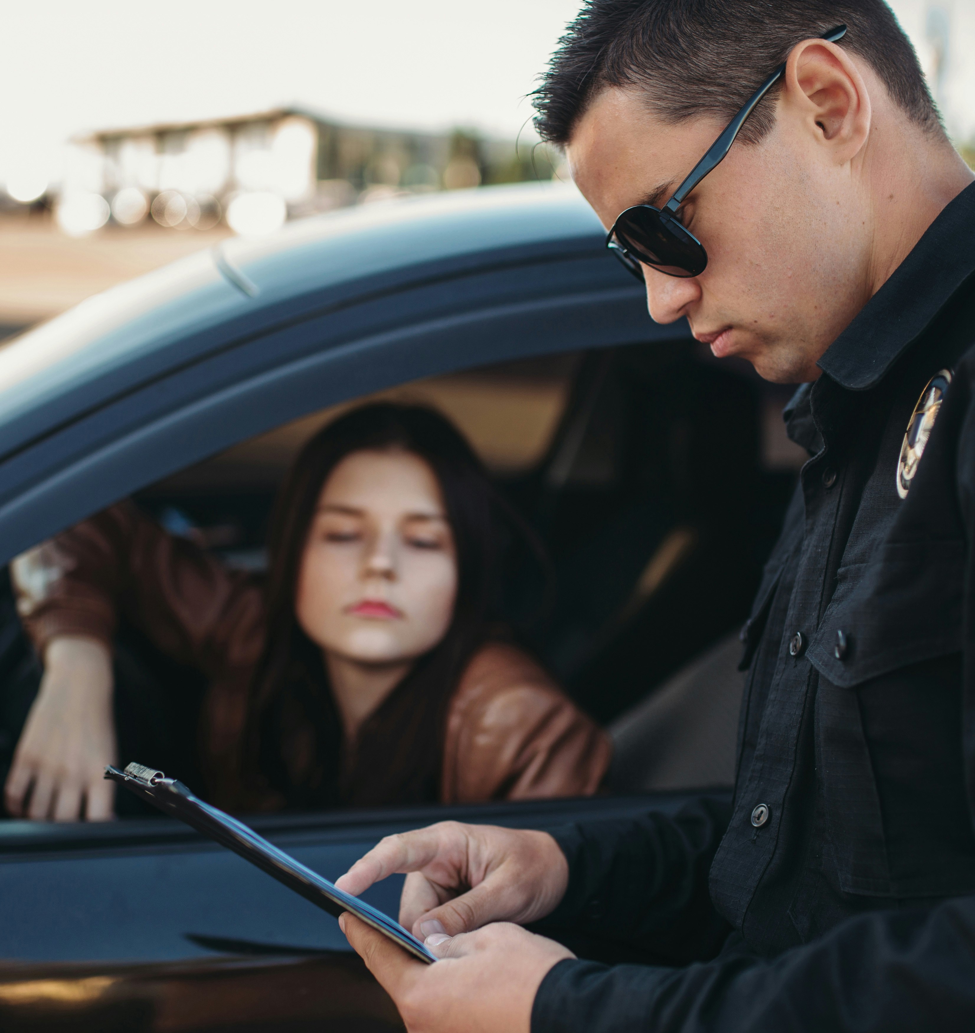Police officer making a traffic stop