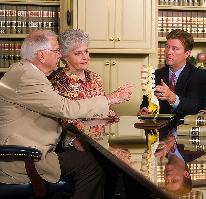 Mr. Moody talking to a family about proving fault