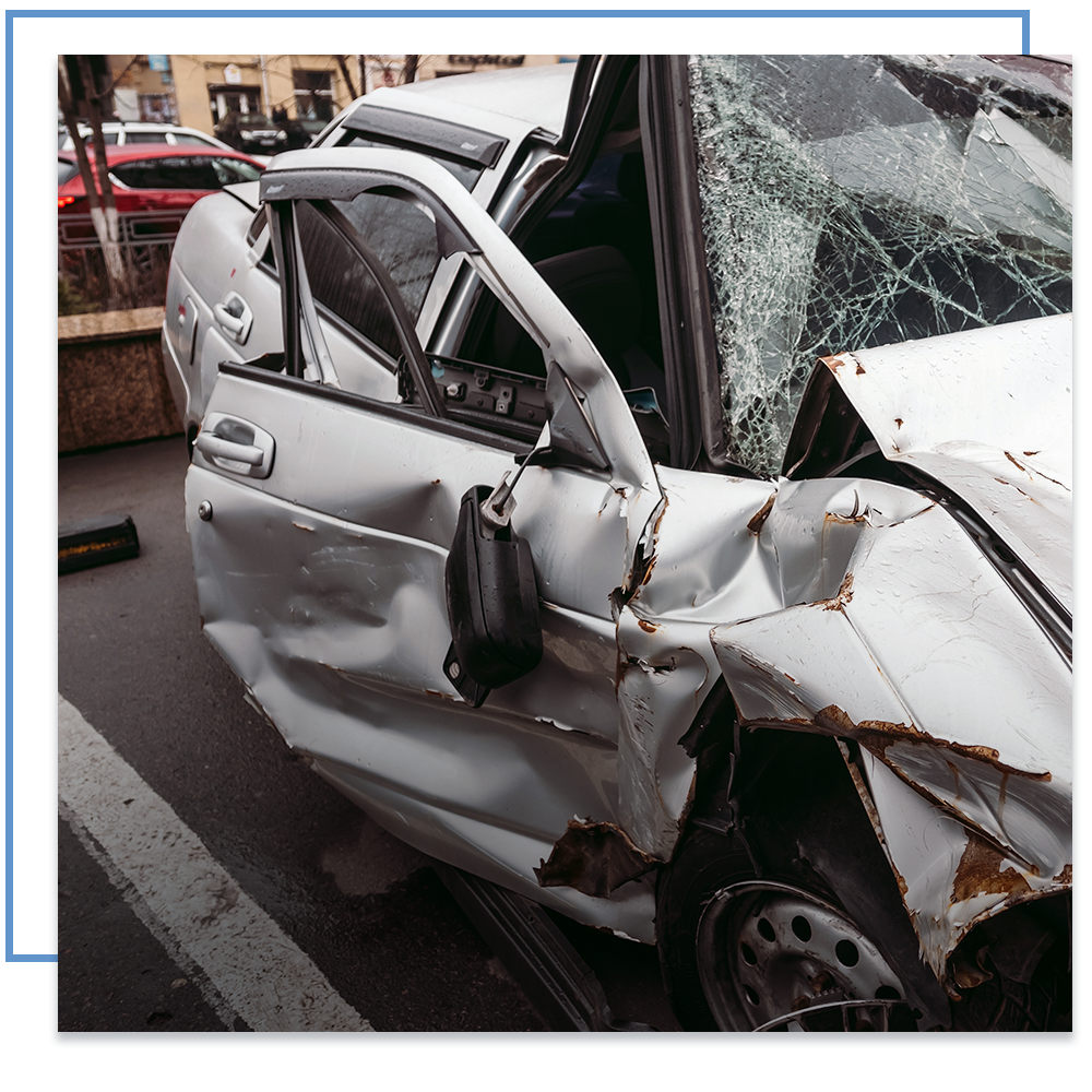 Car after serious crash