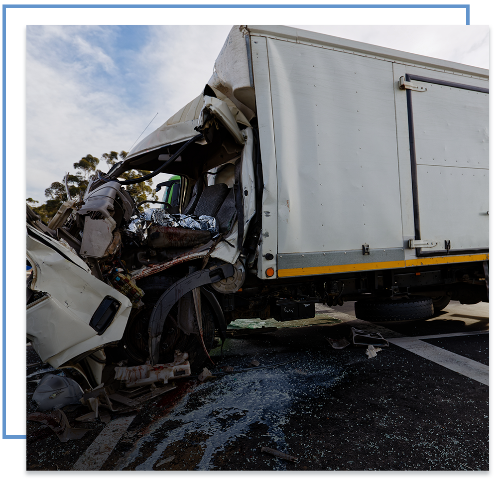 Semi-truck on its side