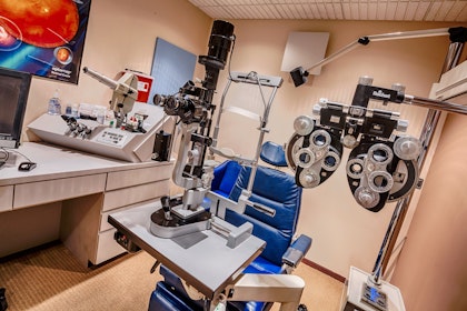 Inside eye exam room