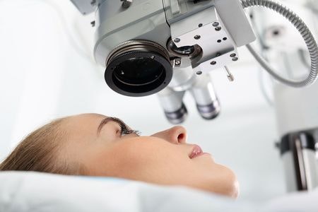 Patient getting eye surgery