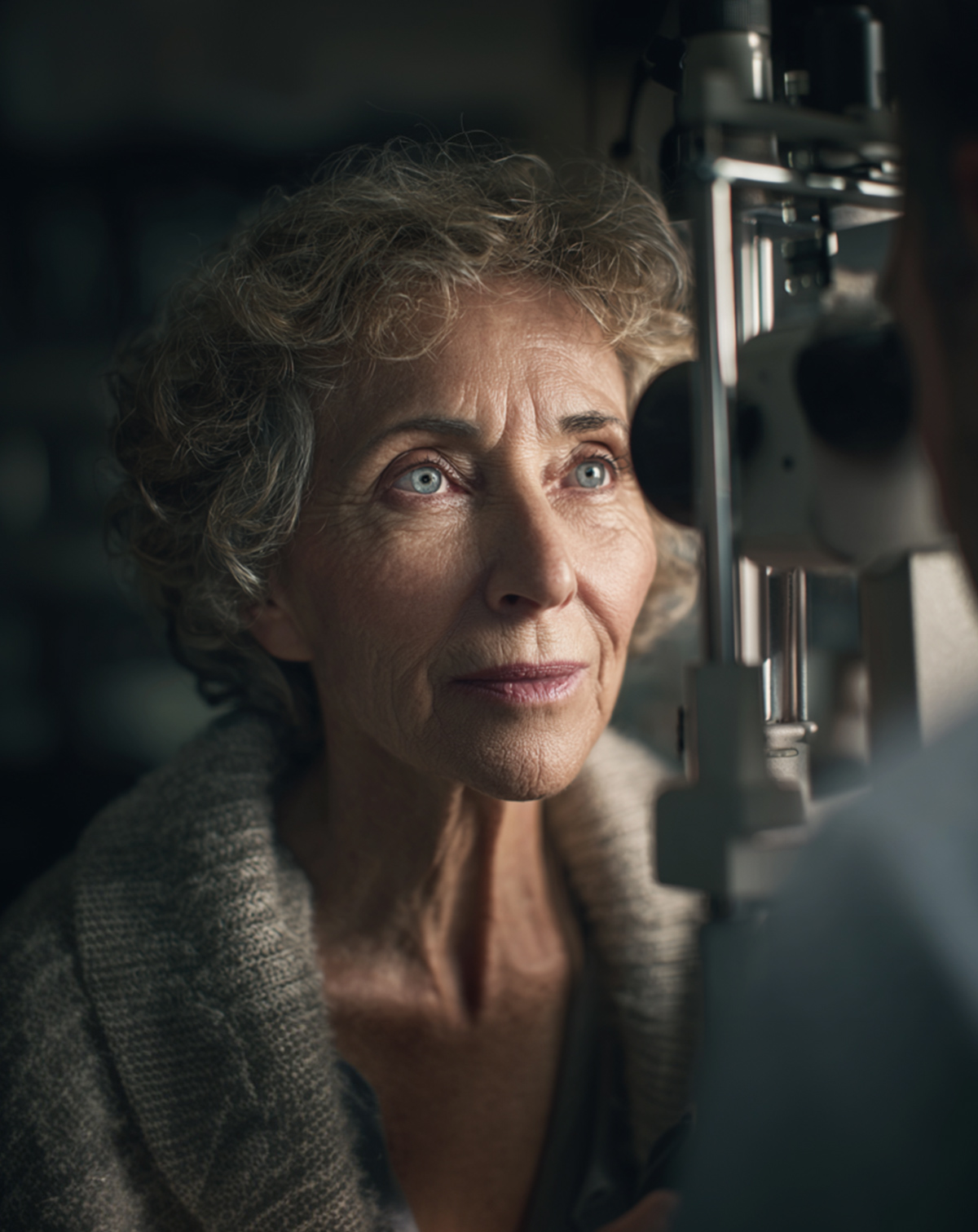 woman undergoing eye exam