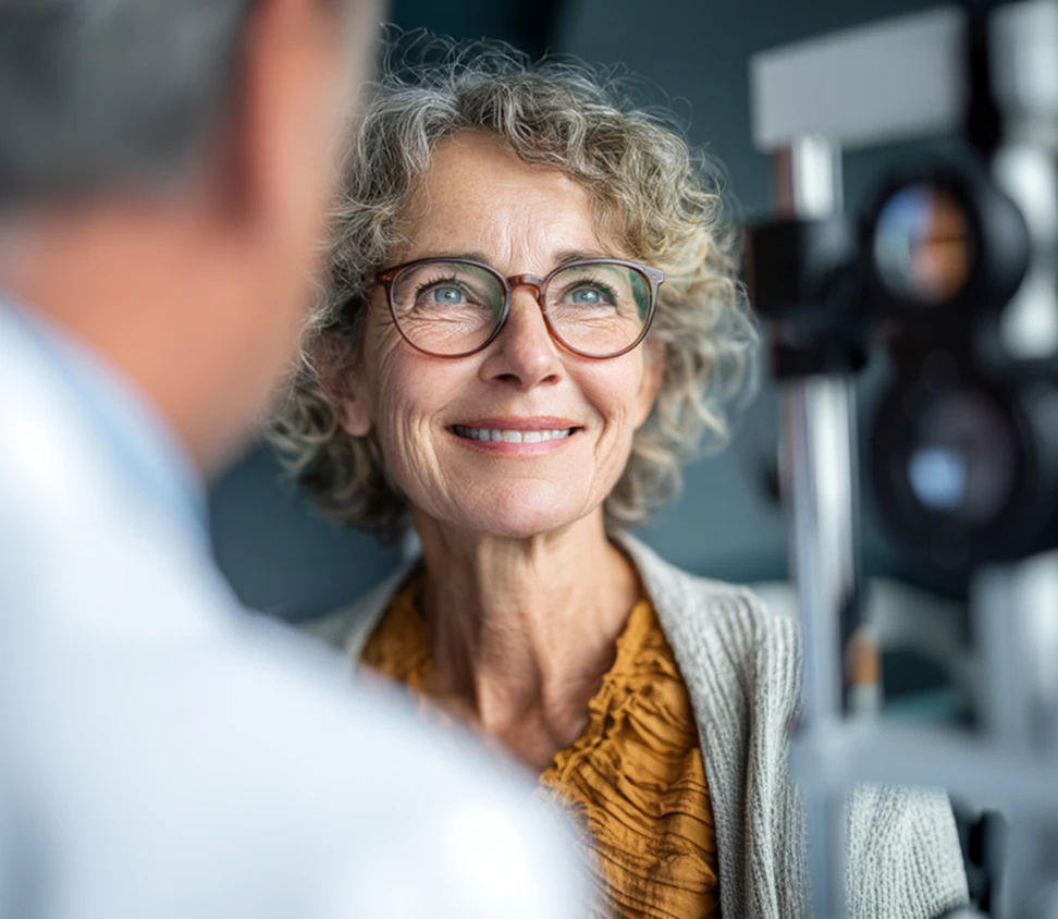 patient getting eyes checked