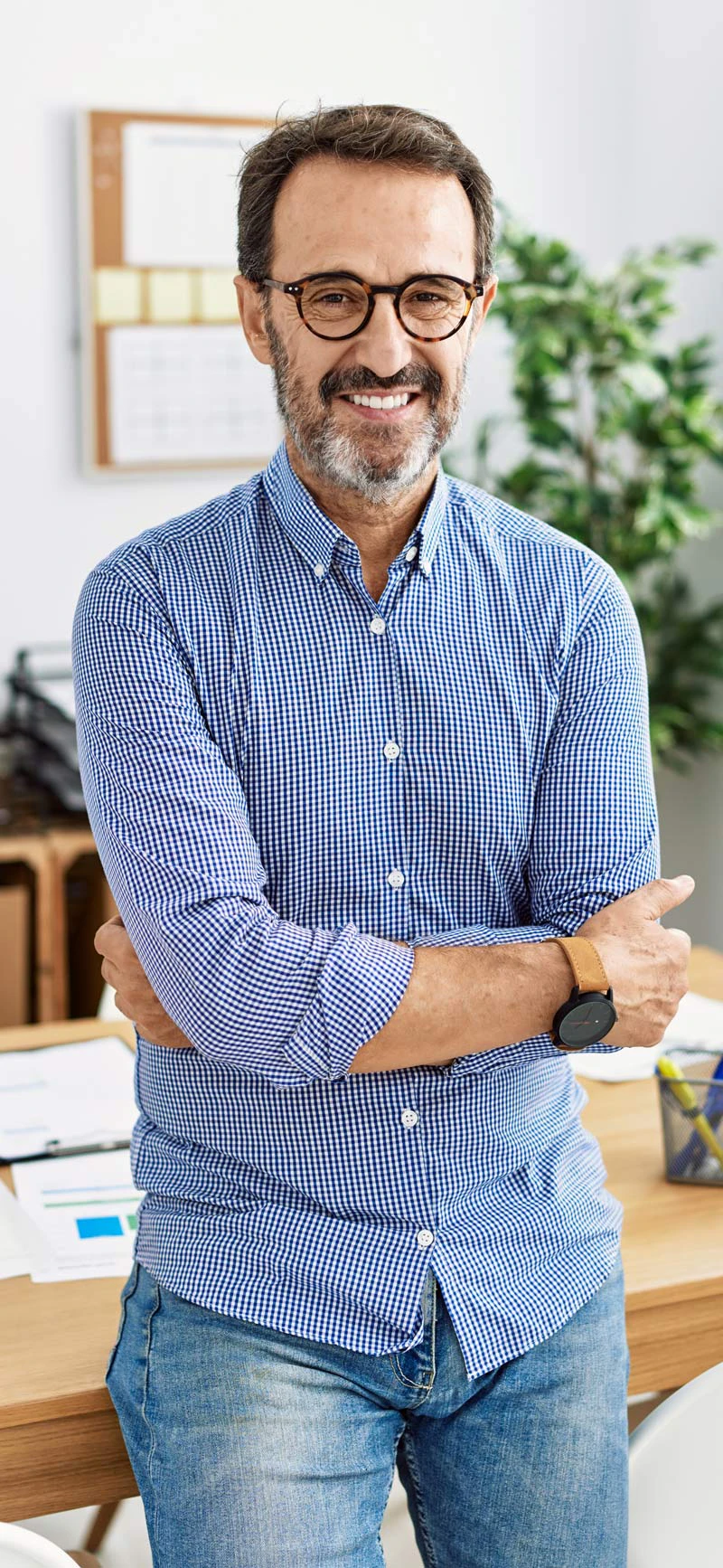 smiling man in glasses