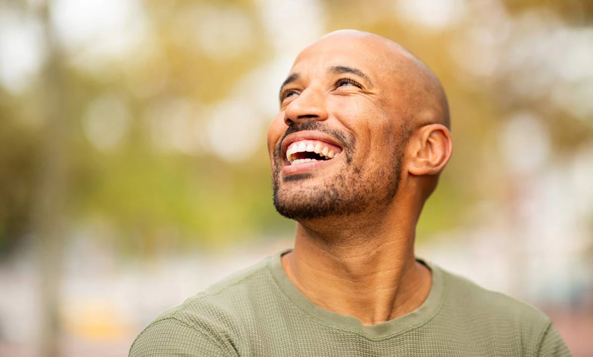 smiling man outdoors