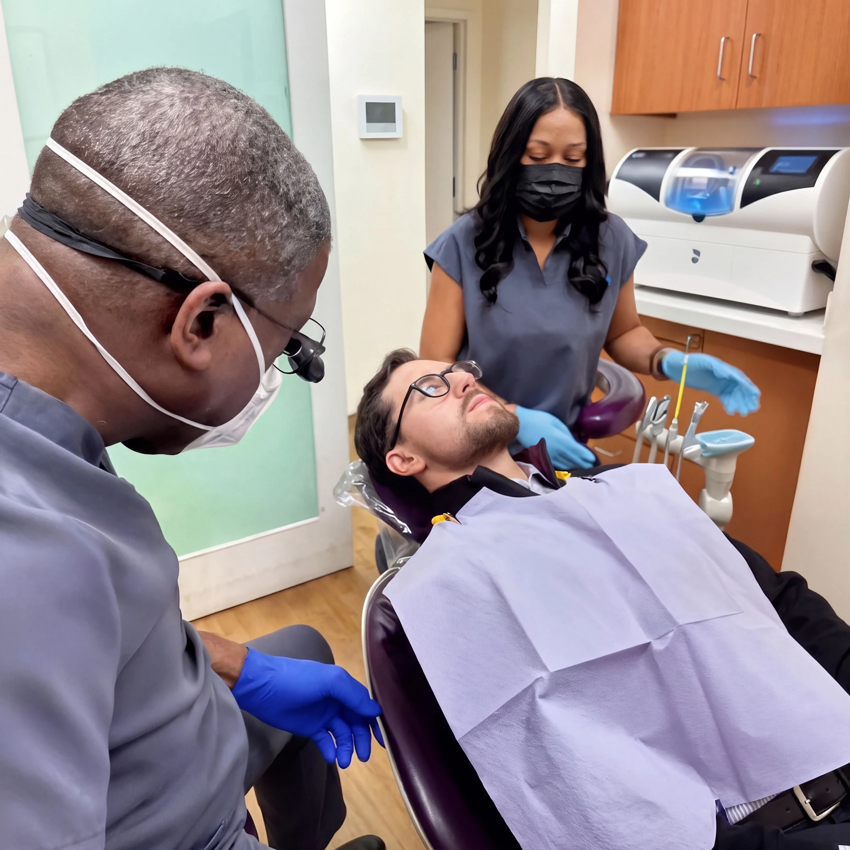 dental patient ready for cleaning