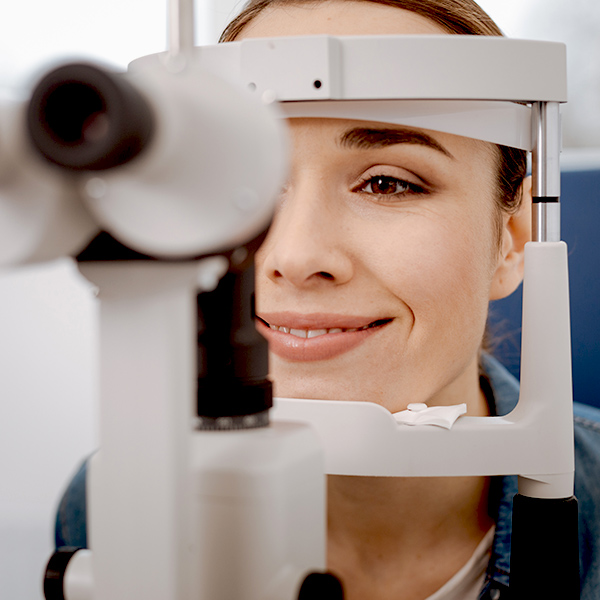 Photorefractive Keratectomy patient having eye examined