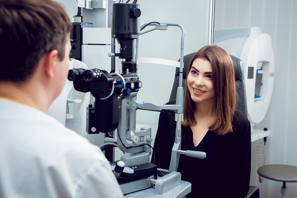 Woman having a consultation with an eye doctor