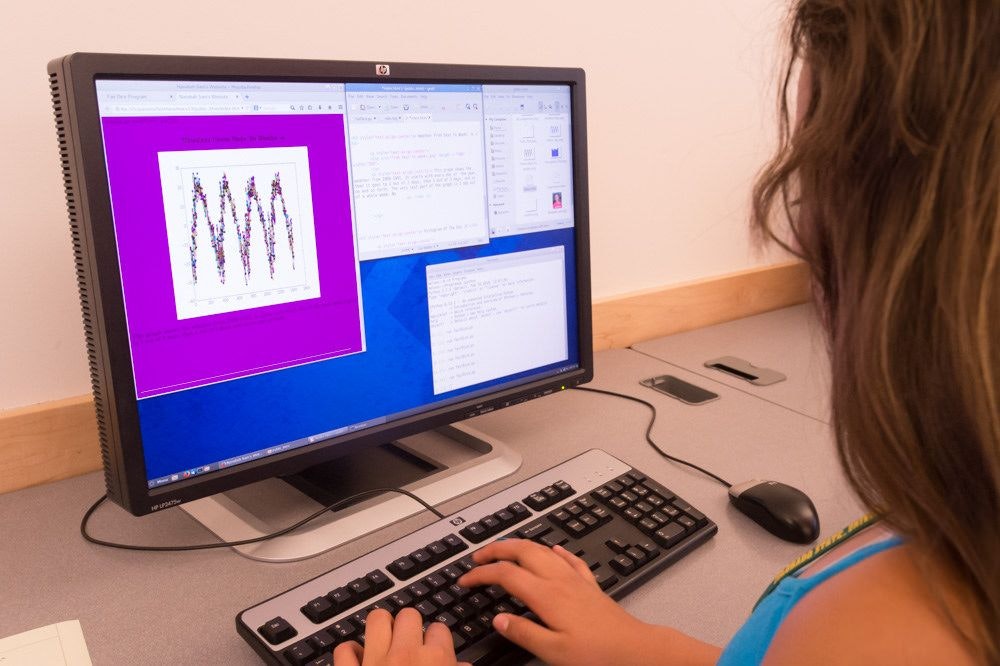 Woman reading research