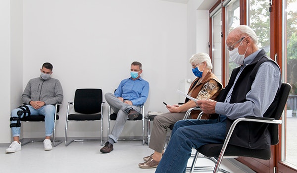 Patients in a medical waiting room