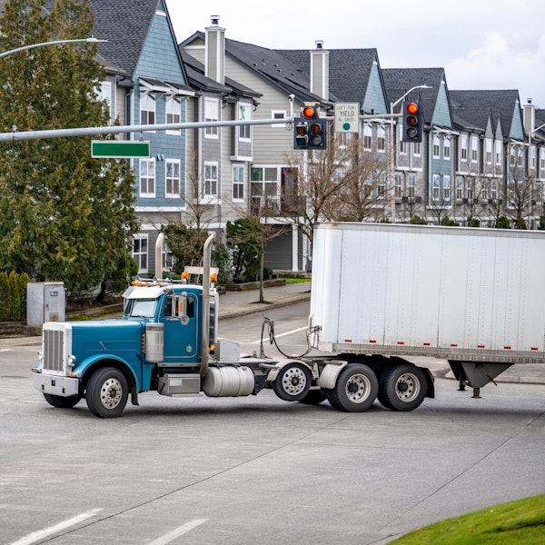 Truck turning corner