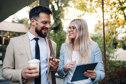 Business partners talking