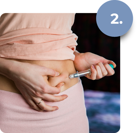 Patient giving herself a subcutaneous injection