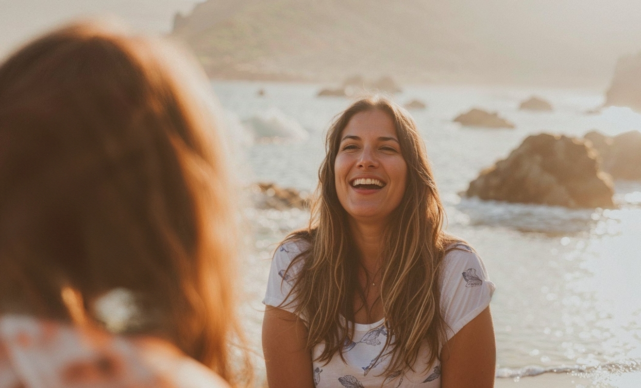 young woman socializing with friends