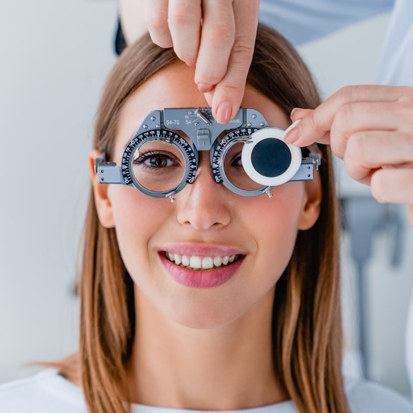 Woman being fitted for contacts
