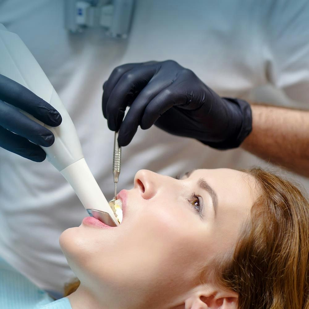 Woman undergoing dental exam