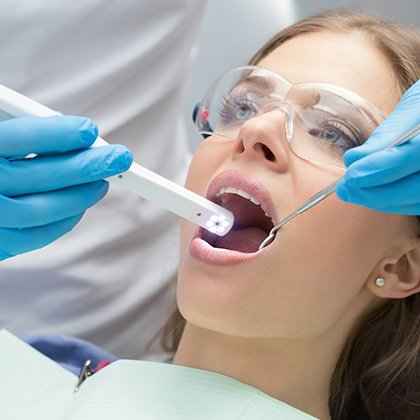 Patient receiving dental treatment