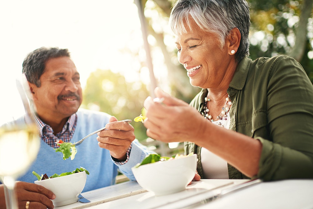 Mature couple eating