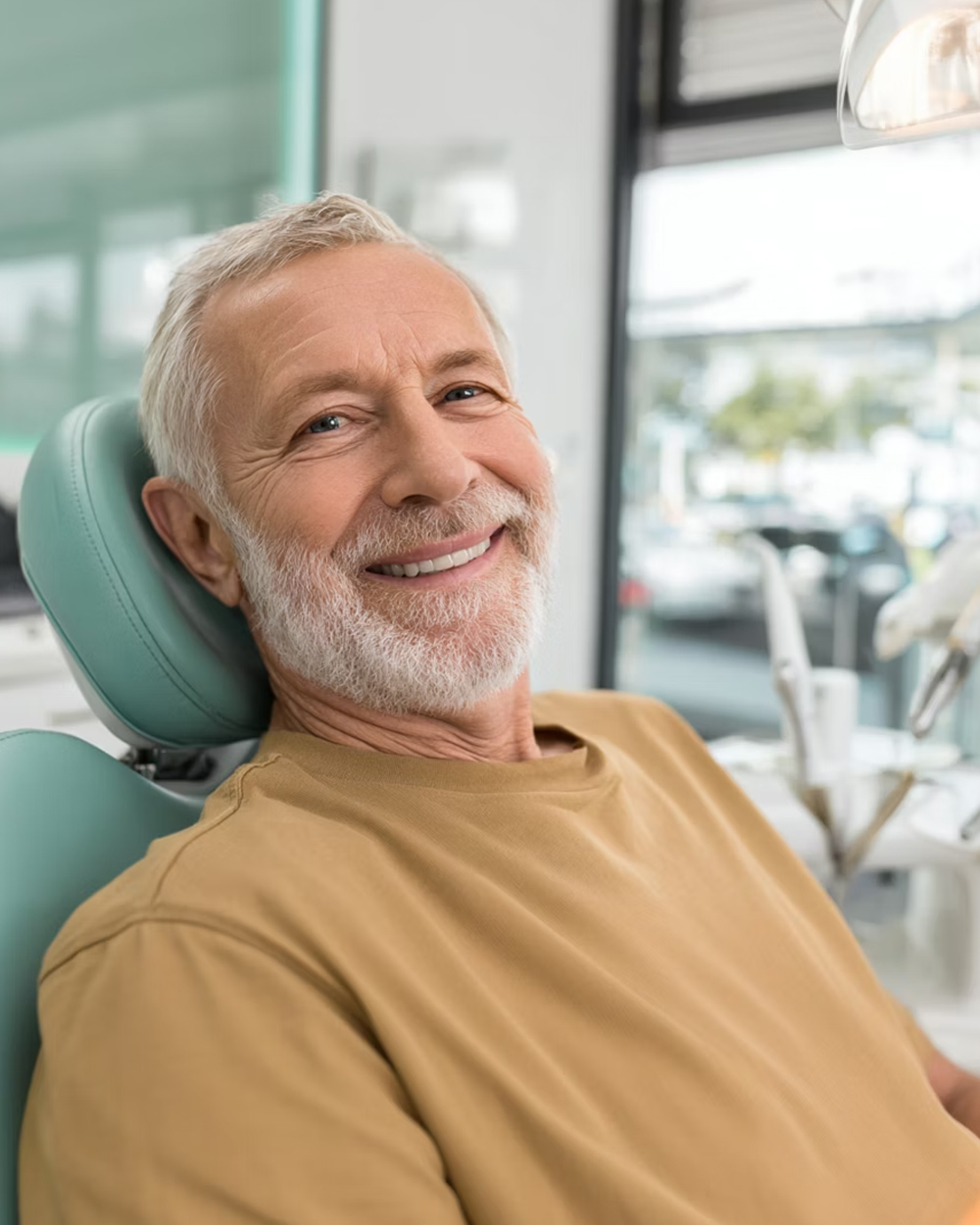 smiling man in the dental chair