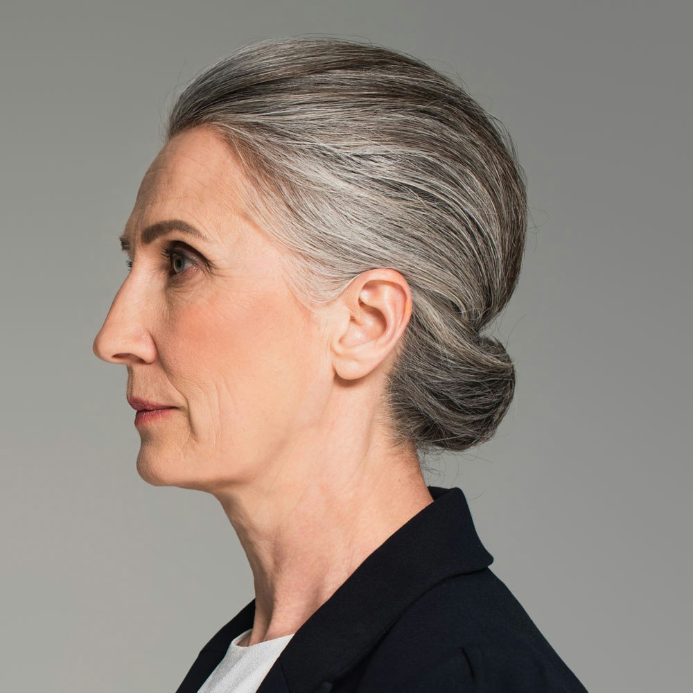 Side profile of a mature woman