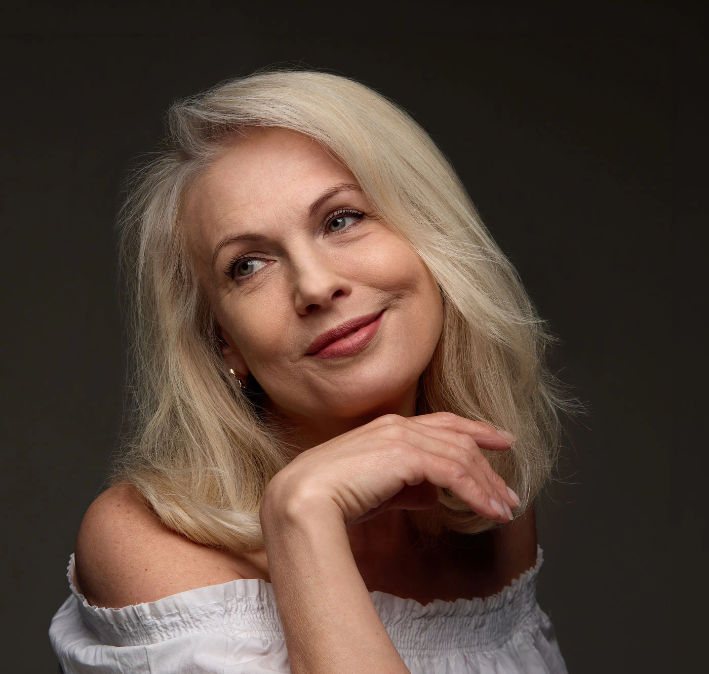 middle aged woman smiling
