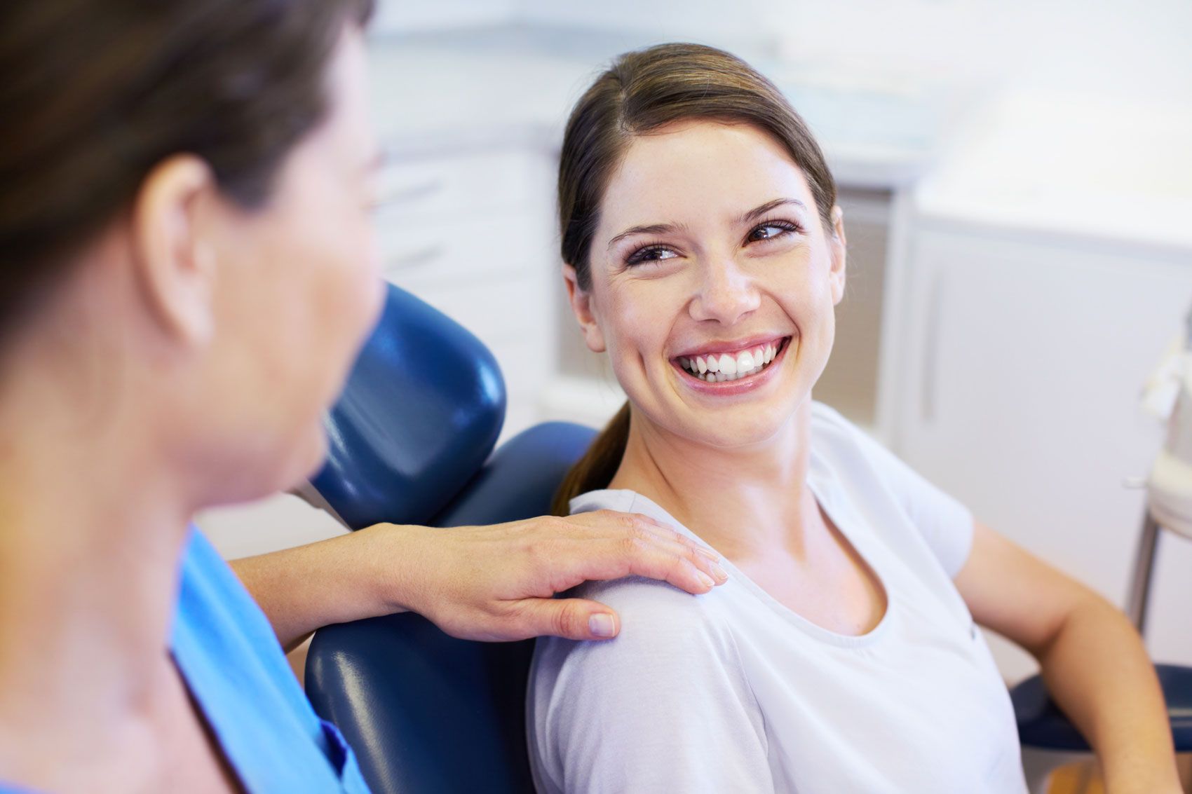 patient smiling at the dentist's office