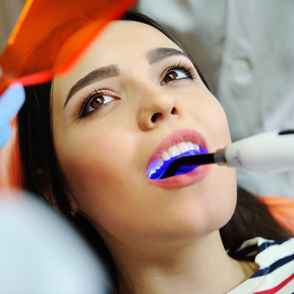 a woman getting a filling