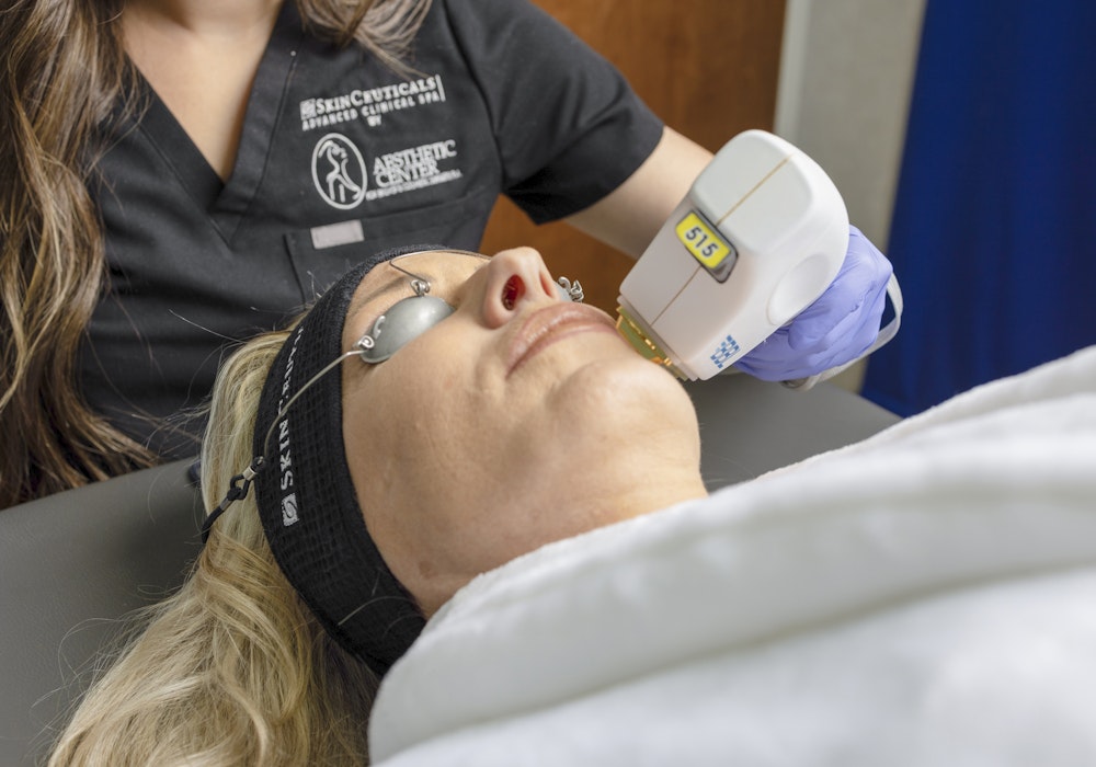 patient receiving laser skin care treatment