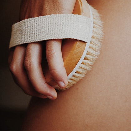 Dry Hard Bristle Brush on Skin