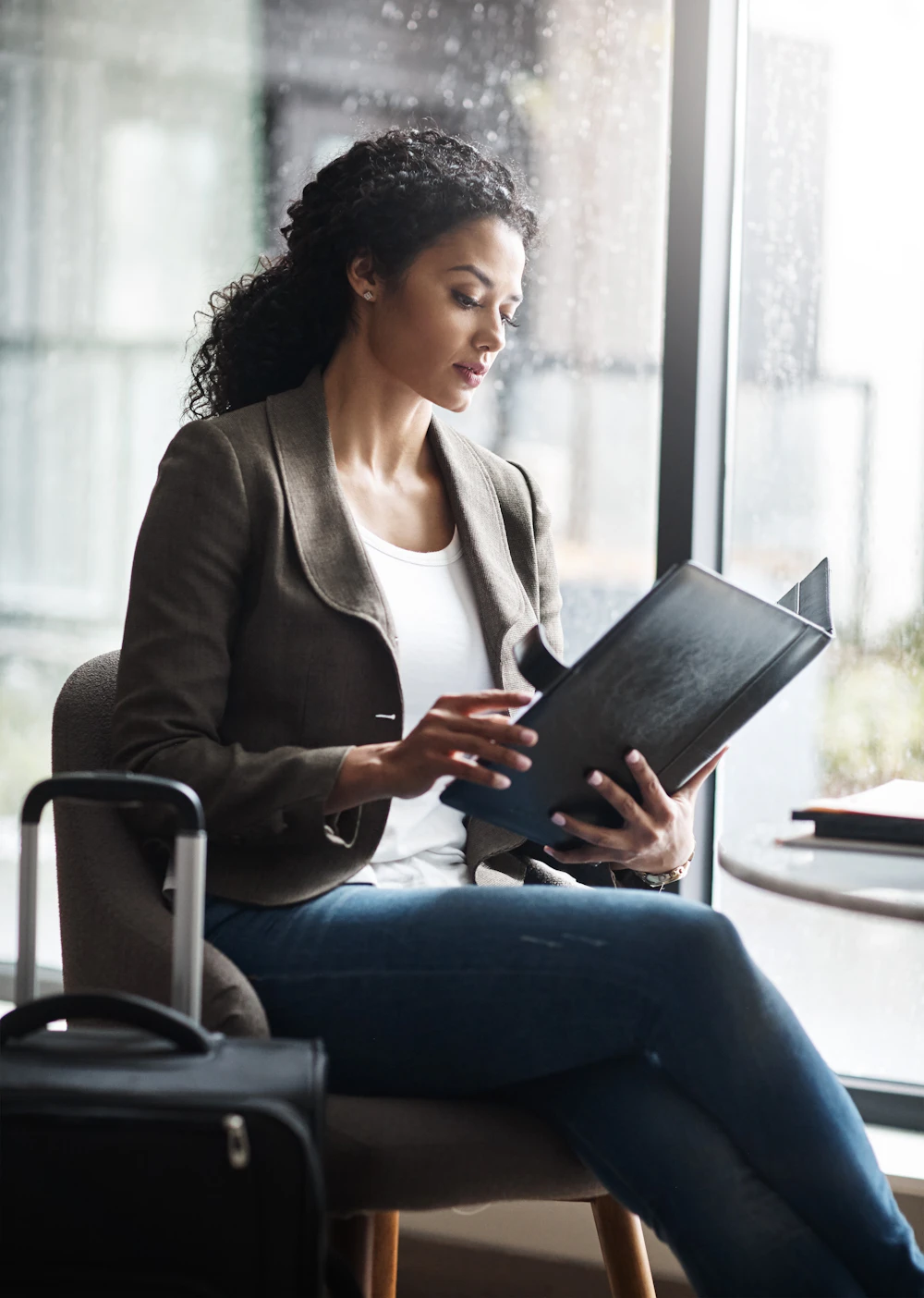 woman reading documents