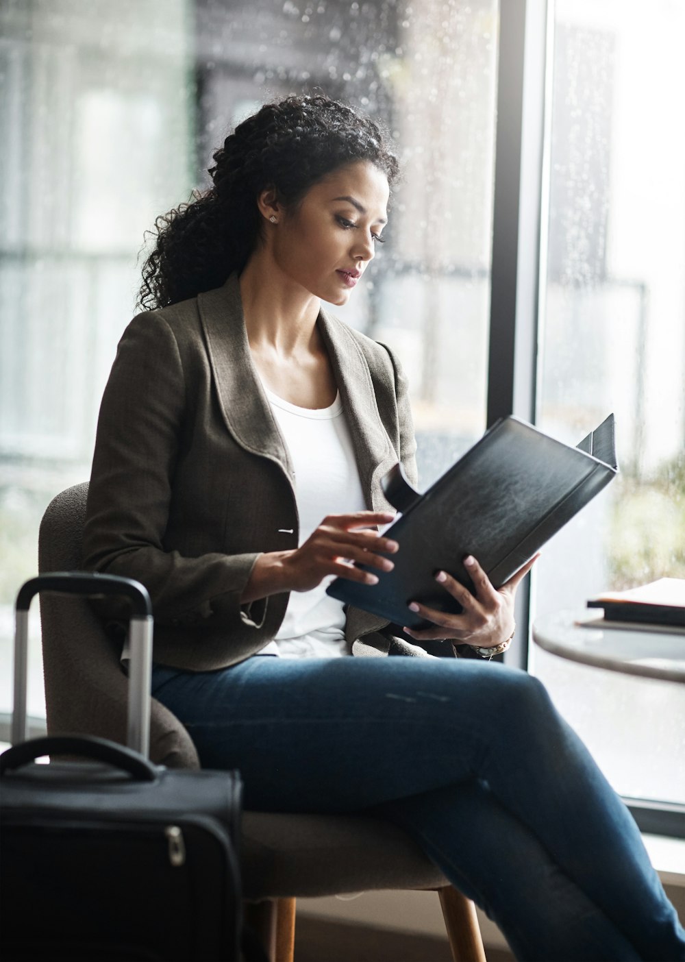 woman reading documents