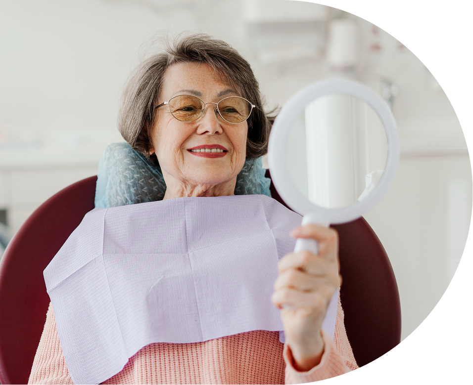 woman looking in the mirror