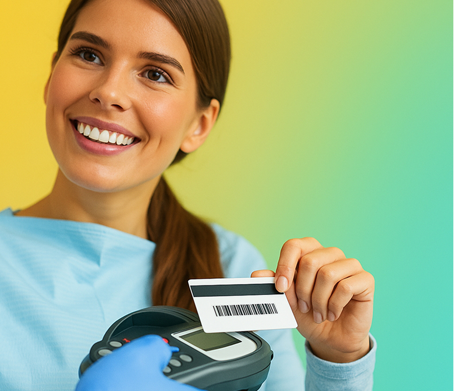 woman holding credit card