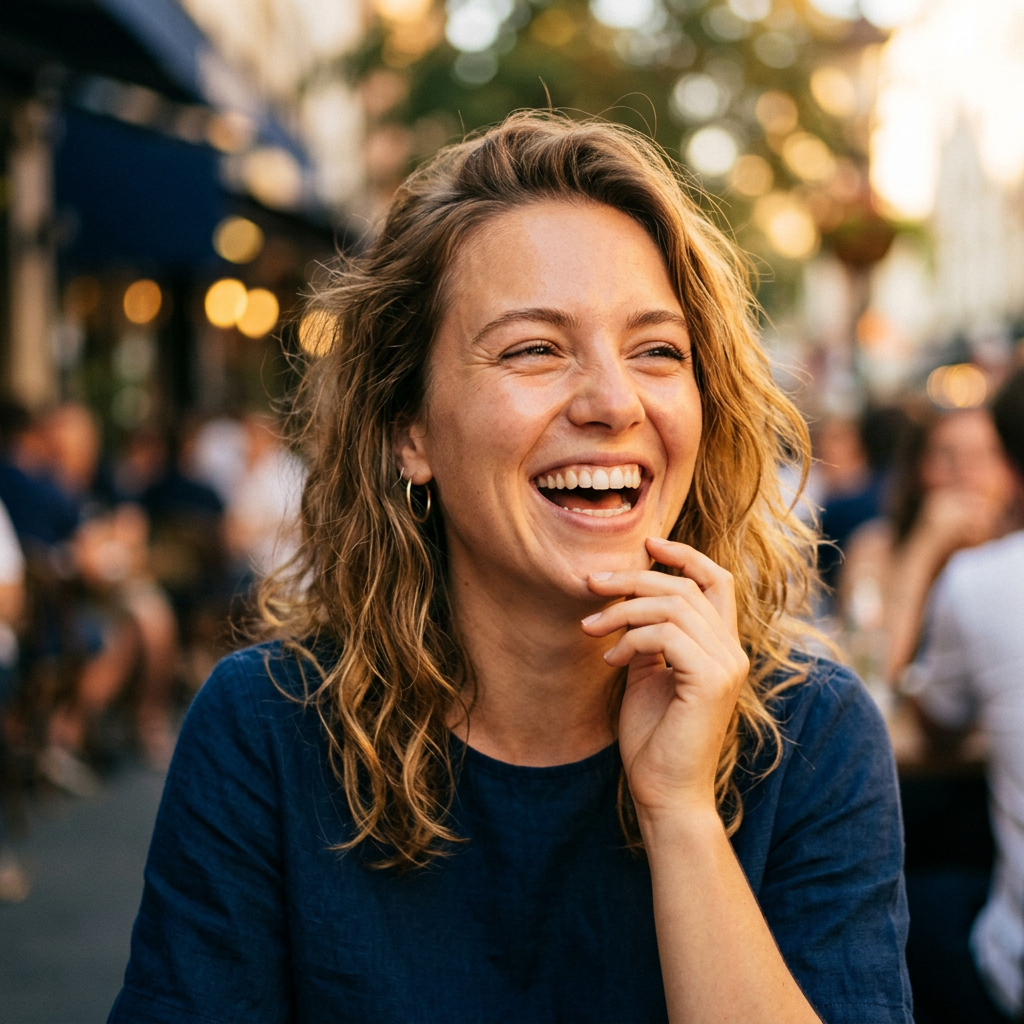 Woman covering her mouth