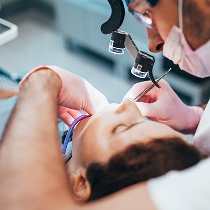 Dental patient receiving a filling
