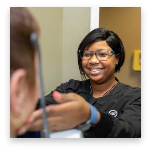 Denture patient with hygienist