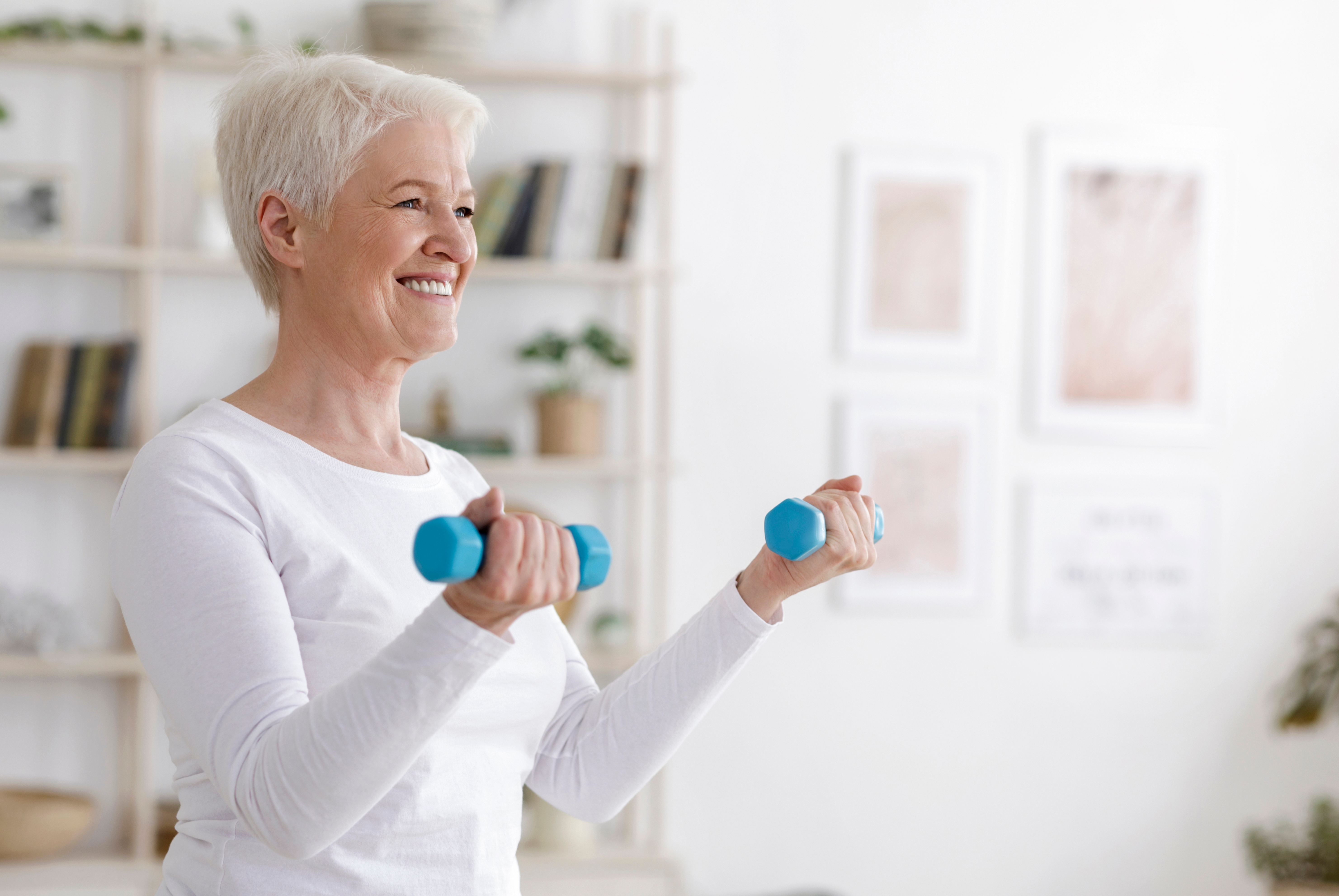 Mature woman doing curls