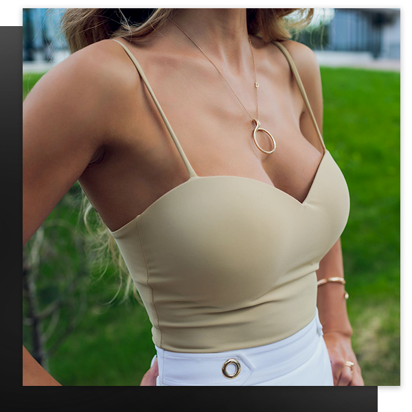 Woman's bust in tank top