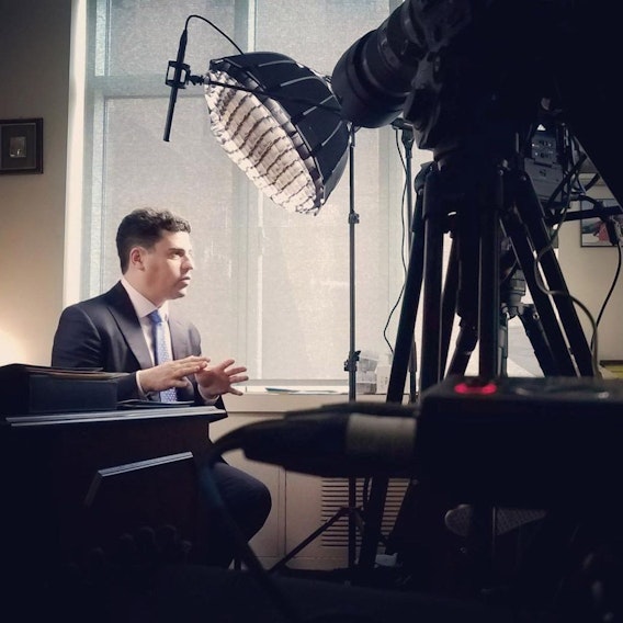 Dr. Lerman being filmed at his office