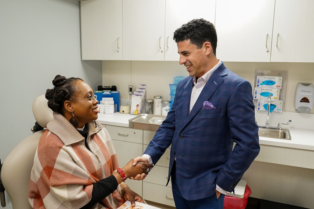 Dr. Lerman greeting a patient