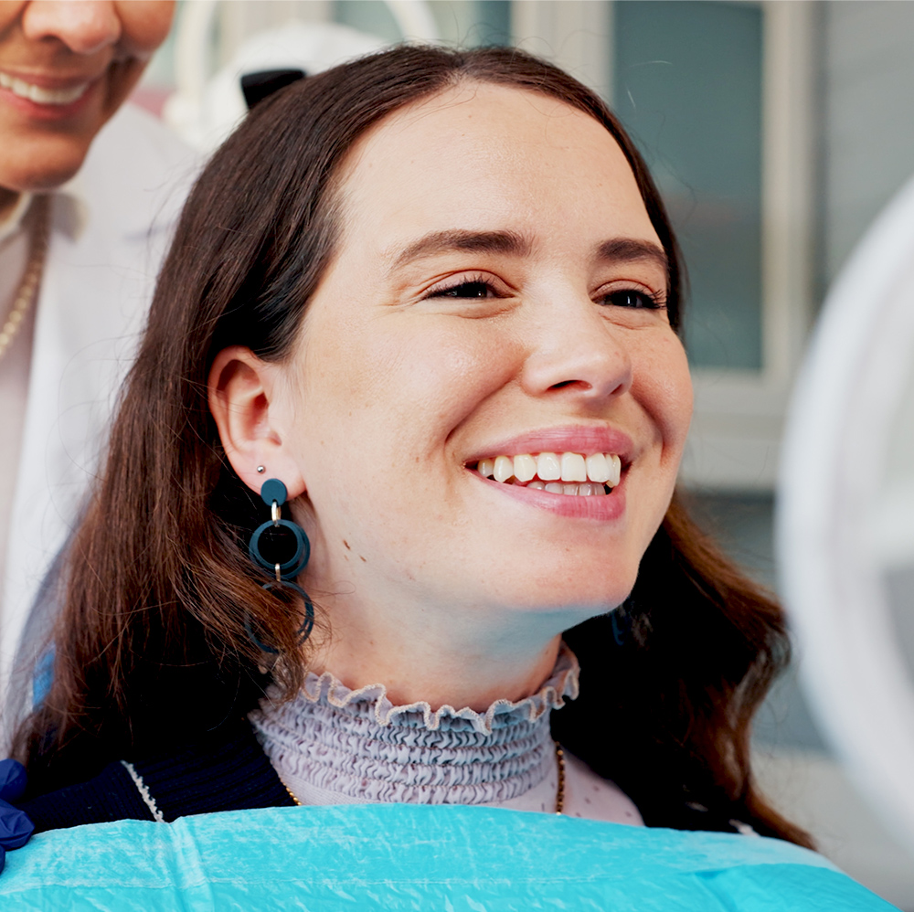 closeup of a patient's mouth during a dental cleaning