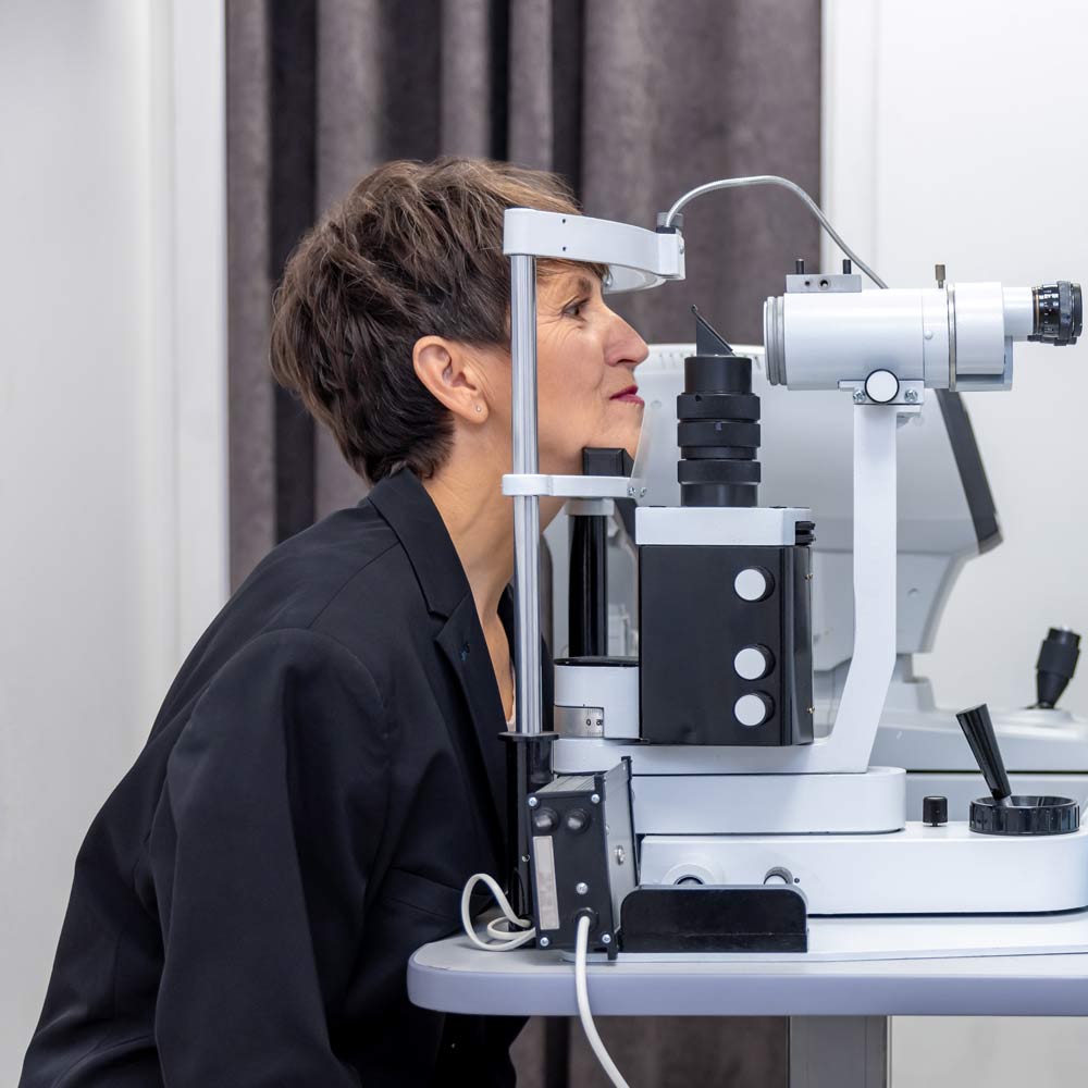 Woman getting an eye exam