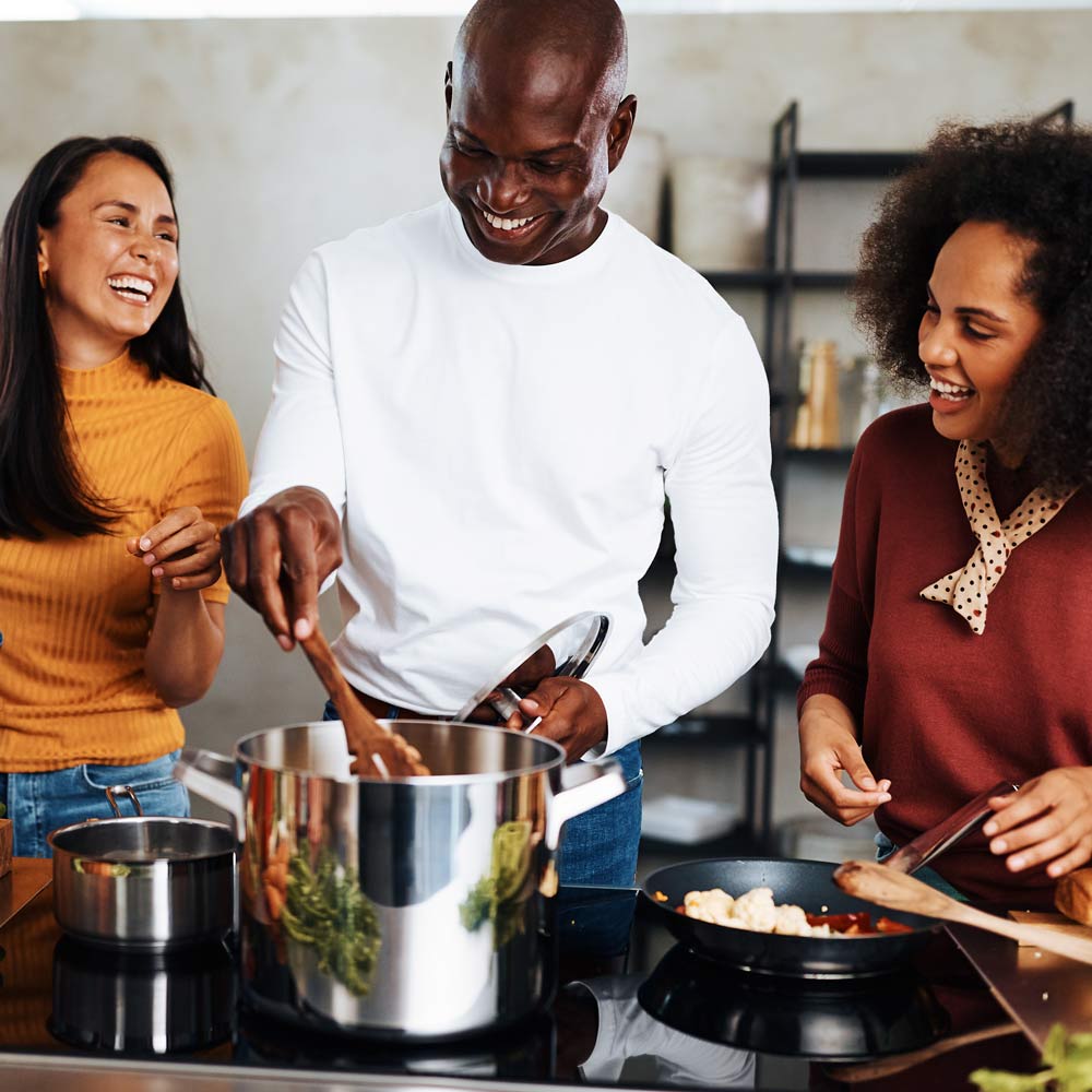 Family cooking a healthy meal