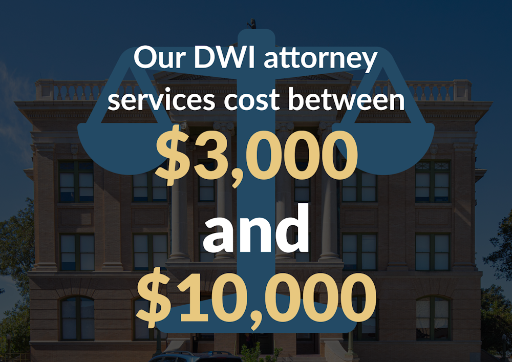 Our DWI services cost between $3,000 and $10,000